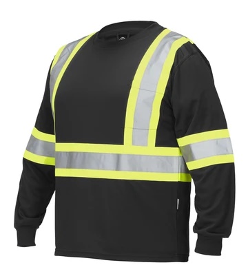 hi vis crew neck long sleeve safety tee with chest pocket 4
