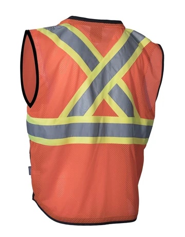 hi vis traffic safety vest with zipper front tricot polyester 3 sizes 2