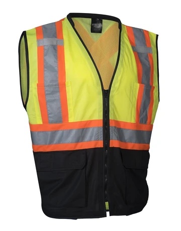 hi vis traffic safety vest with zipper front tricot polyester 3 sizes 3