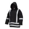 winter lined black cotton canvas parka with reflective stripes 360x